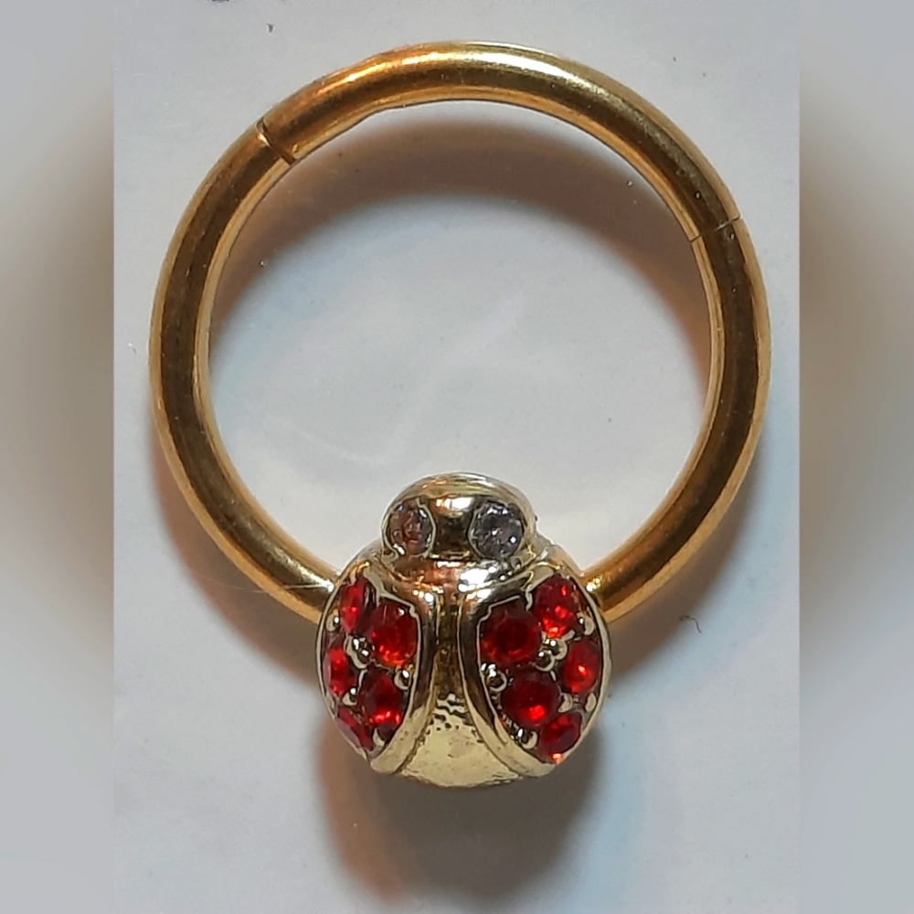 Body candy gold tone lady bug septum ring
